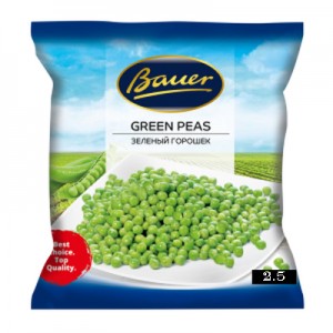 Frozen grean peas BAUER, 2.5 kg
